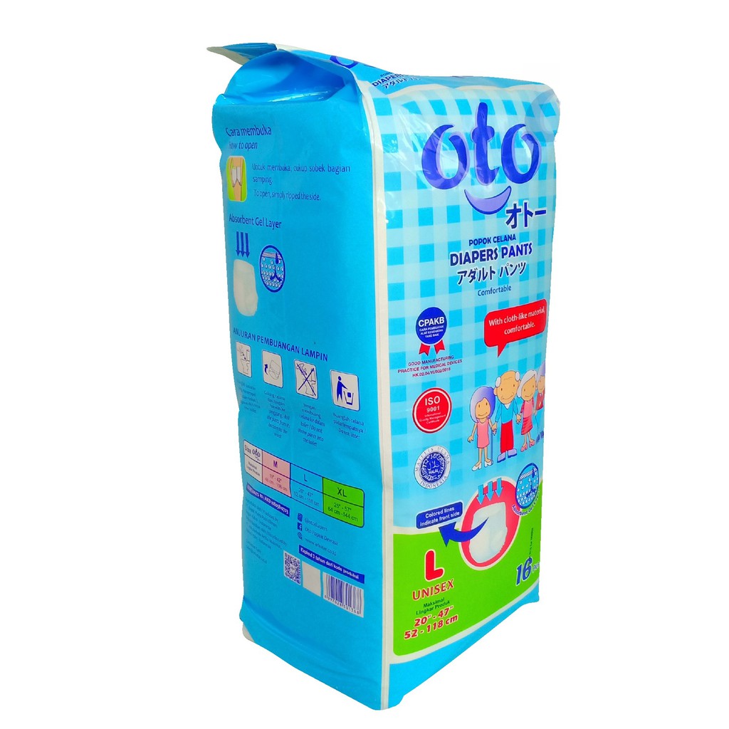 OTO Popok Dewasa model Celana Adult Diapers PANTS size L 16 pcs