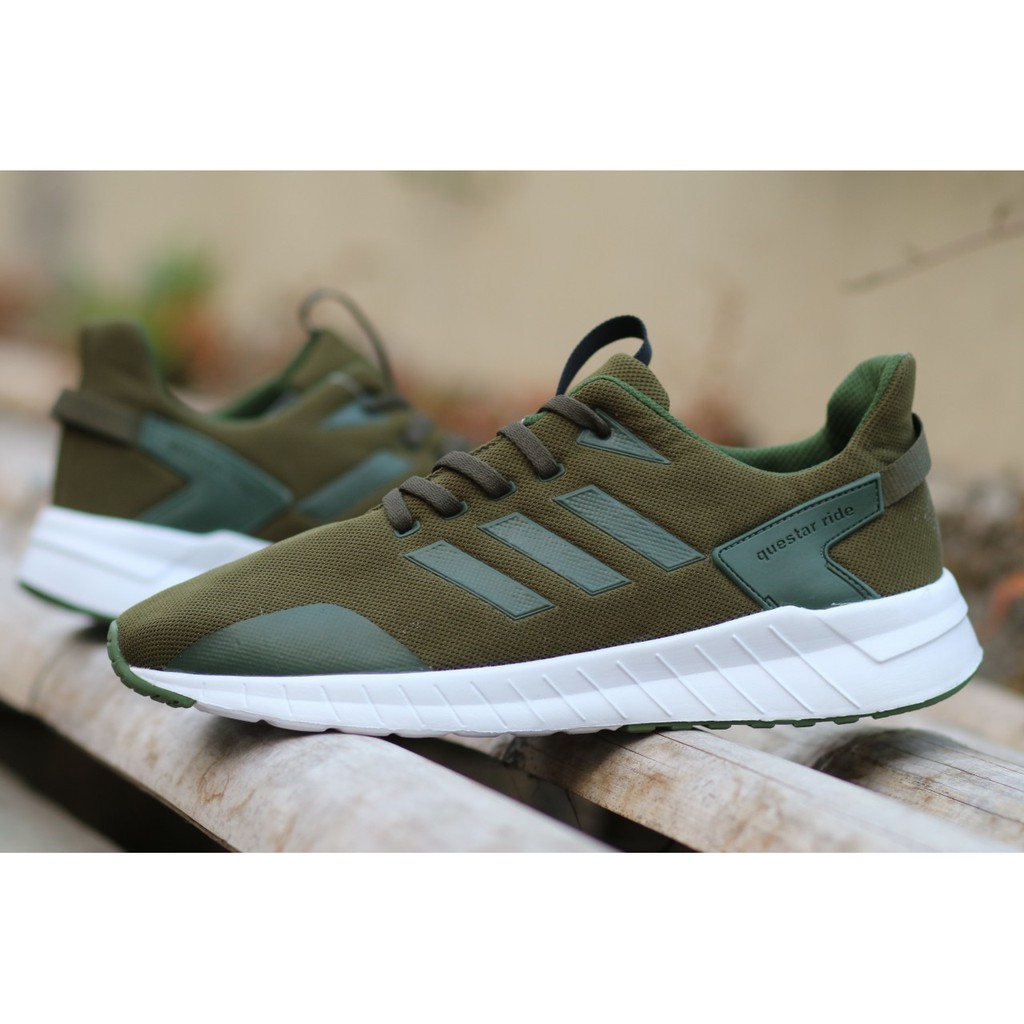 SEPATU ADIDAS QUESTAR RIDE ARMY OLAHRAGA LARI RUNNING SPORT SNEAKERS CASUAL SEKOLAH KETS JOGGING AD