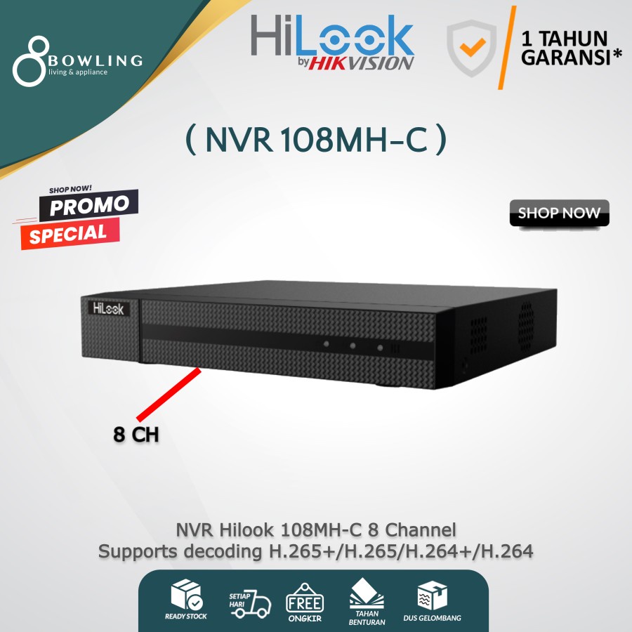 NVR CCTV Hilook 8Ch 8 Channel NVR-108MH-C By Hikvision Original