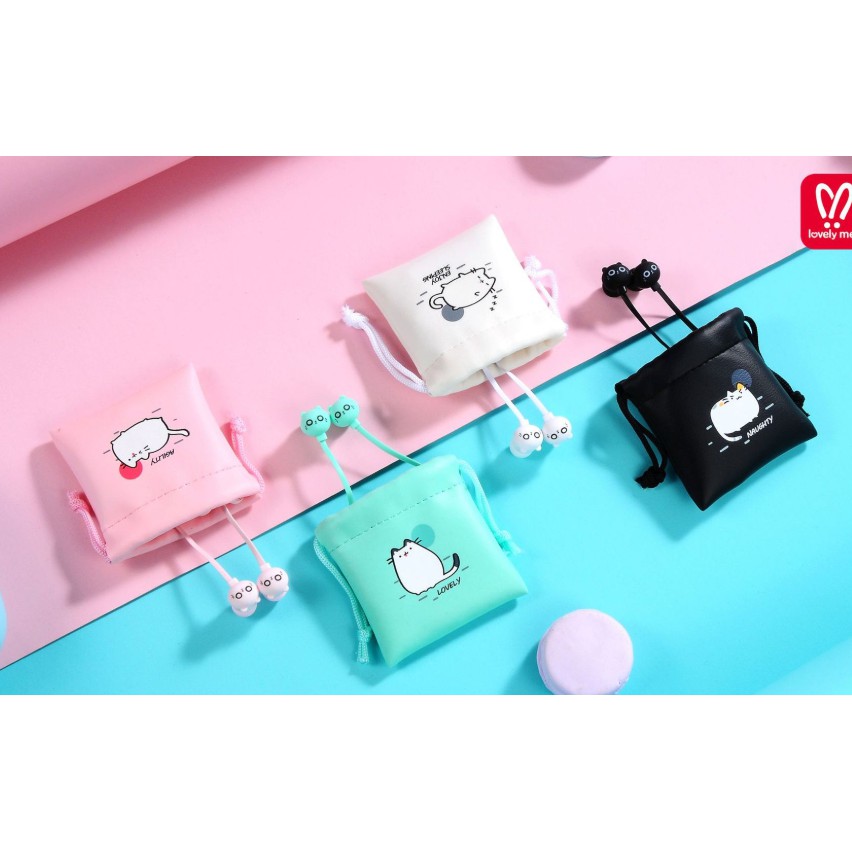 [Q-22] Headset Earphone Motif CAT POUCH KUCING / Set Wadah Earphone POUCH SERUT LUCU