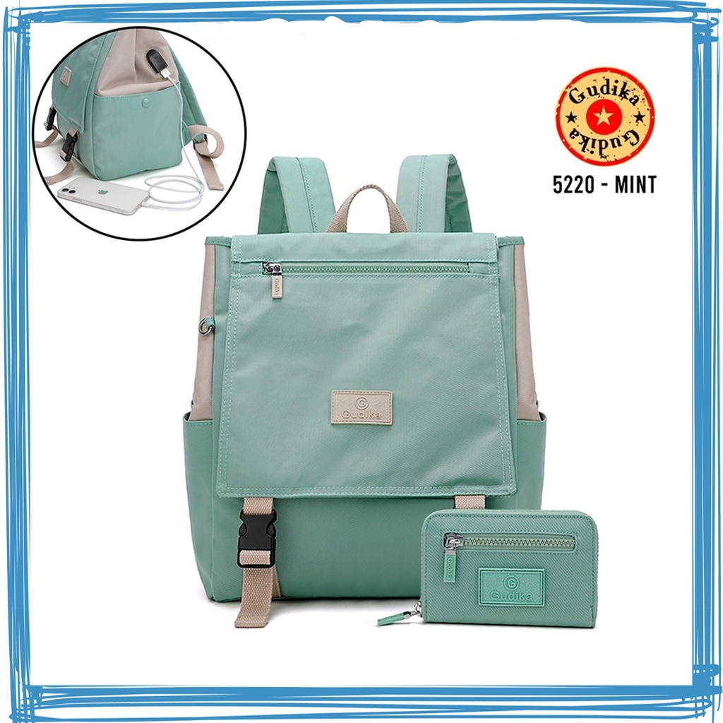 GUDIKA 5220 Original - tas ransel laptop 14 inc Gudika Anti Air fashionable free dompet Import dengan usb port - ransel - backpack - rangsel - punggung - leptop - laptop - sekolah - kuliah - kerja - pria - wanita - tas gudika bag - kekinian - tas cewek