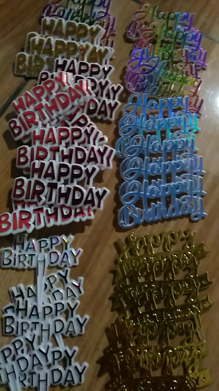 Ti-0101-a Topper Tulisan Tempel Happy Birthday Salad Buah Emas