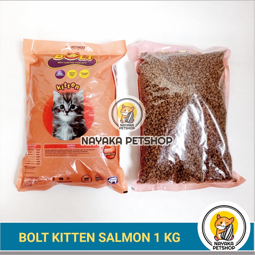 Bolt Kitten Salmon 1 Kg Pakan Anak Kucing Makanan Kering Cat Dry Food