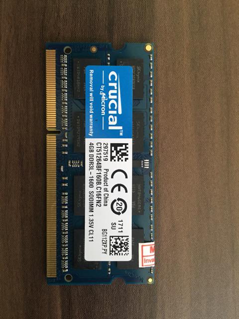 Memori DDR3L 1600 MHz 16GB / 8GB / 4GB Crucial PC3L 12800