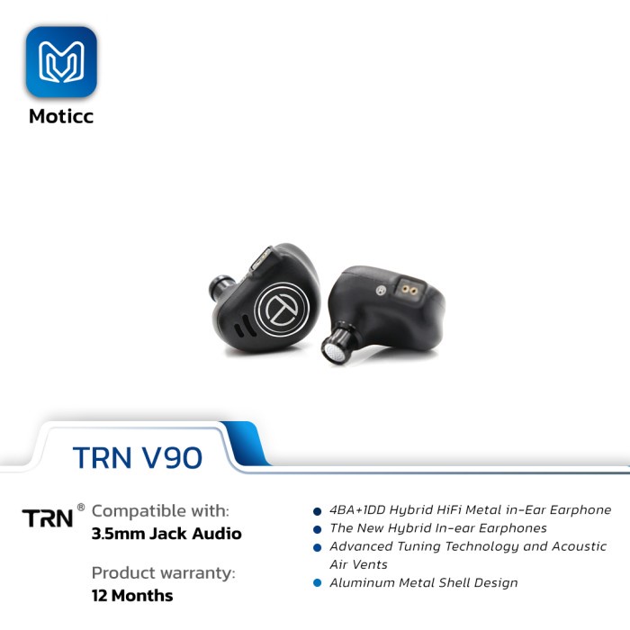 TRN V90 WITH MIC METAL EARPHONE IEM 4BA+1DD HIFI BASS