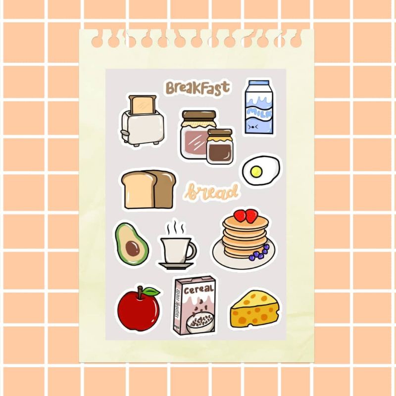 

[Stickyaa] sticker Breakfast Food | sticker pack