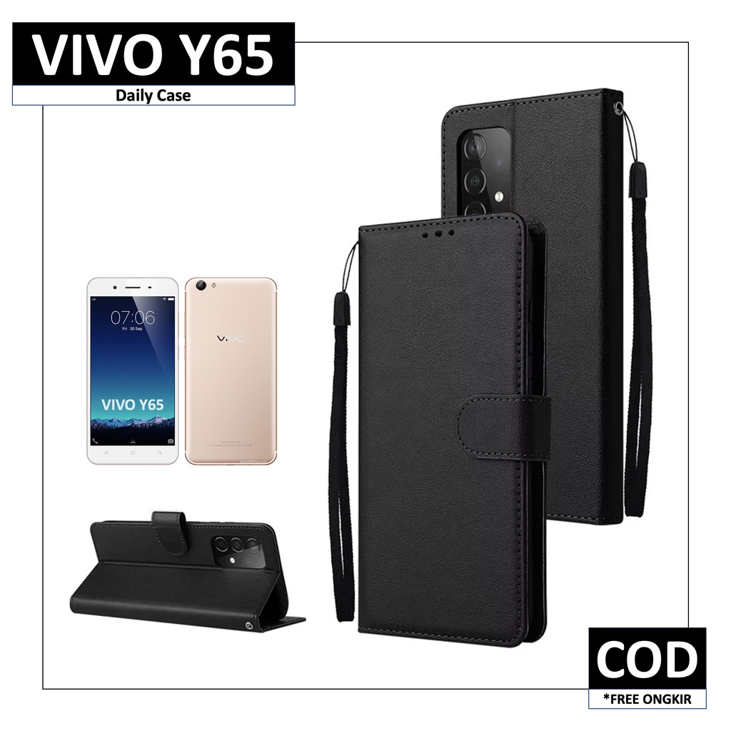 Case VIVO Y65 1719 Terbaru Flip Leather Casing Premium Kesing Kulit HP Tutup Buka