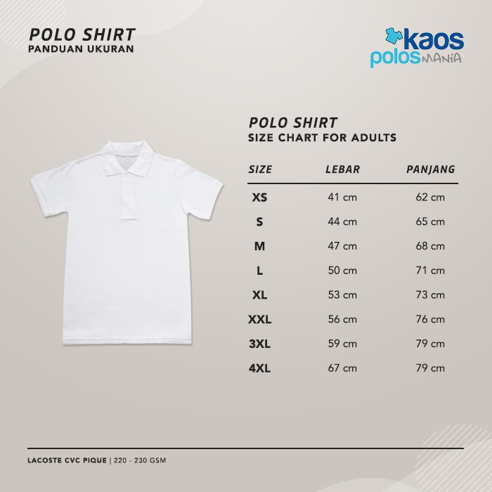ukuran polo shirt lacoste