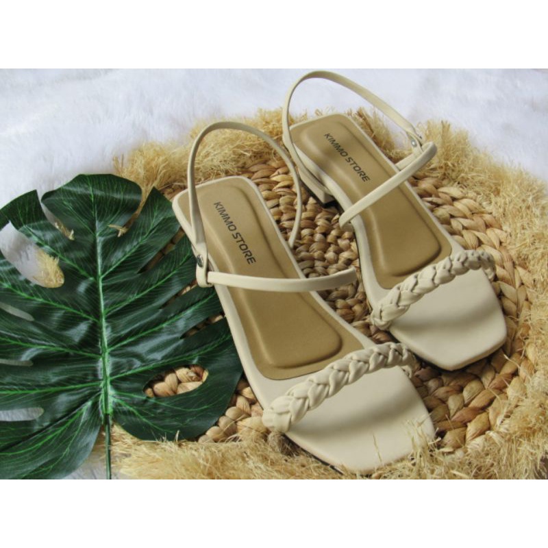 SANDAL WEDGES WANITA HAK TAHU BUNGKUS 3 CM TALI KEPANG AL-57