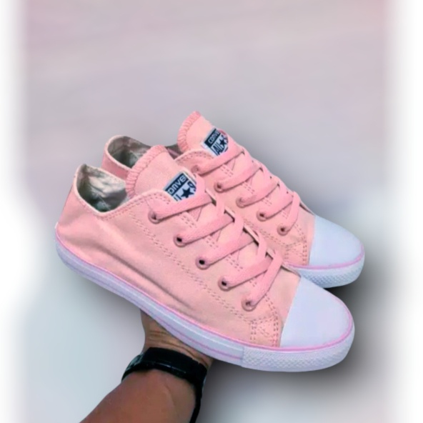 Sepatu wanita peach/pink sneakers kasual kekinian