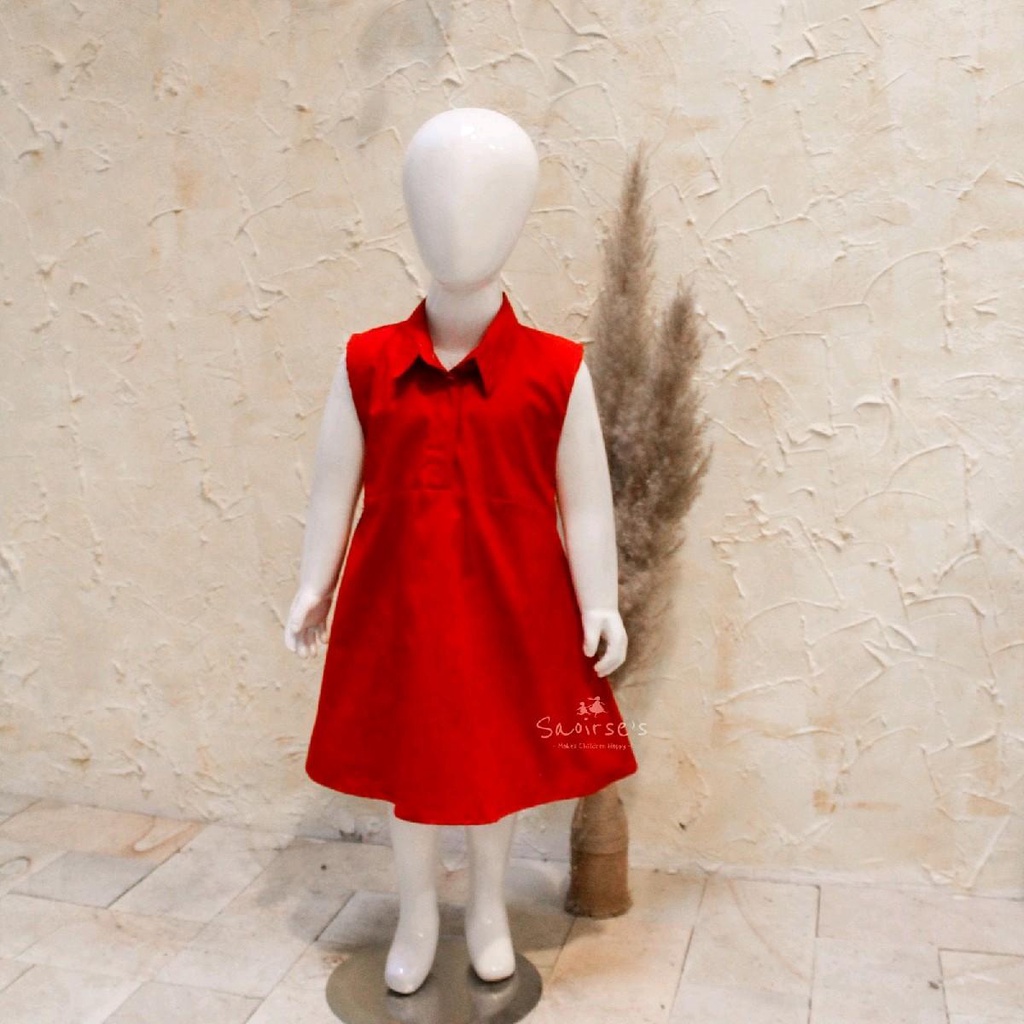 Saoirse's Honami Midi Red Dress - Gaun merah anak perempuan balita