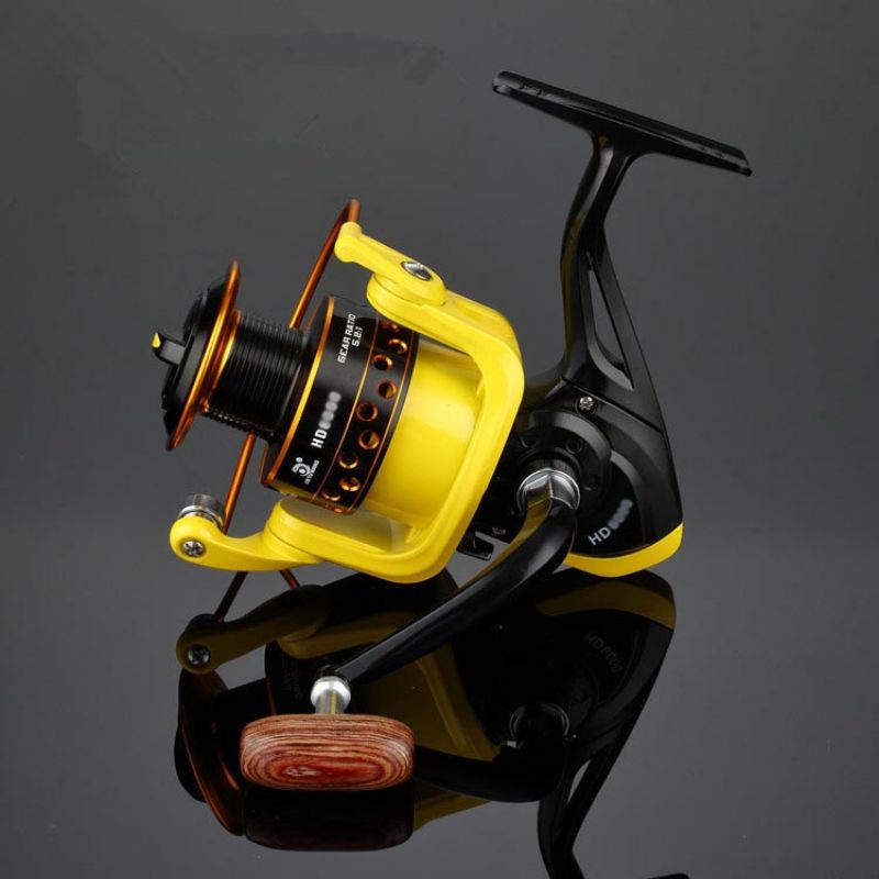Reel Pancing HD6000 12 Ball Bearing - Black/Yellow| kerekan | mancing | pancing | tegek