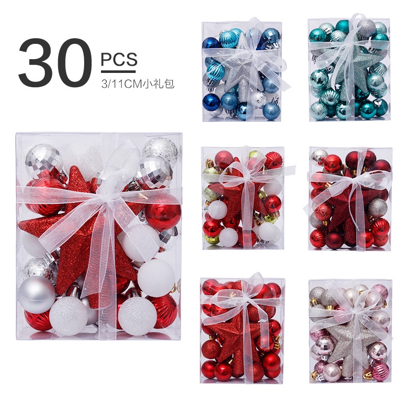 30pcs / Kotak Bola Natal Warna-Warni Ukuran 3cm Untuk Dekorasi Rumah