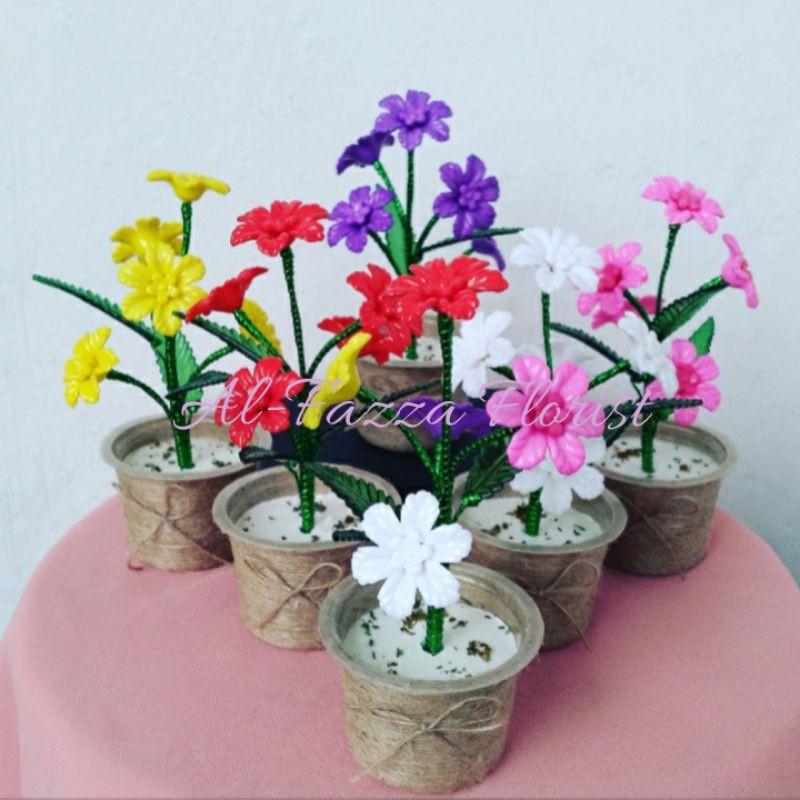 Bunga Mini Kombinasi Pot Tali Rami