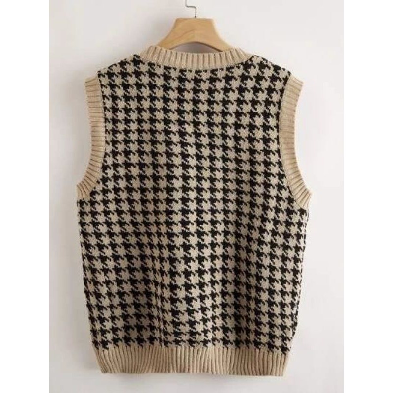 rompi Houndstooth Vest / JENNIE Rajut VEST WANITA KOREA