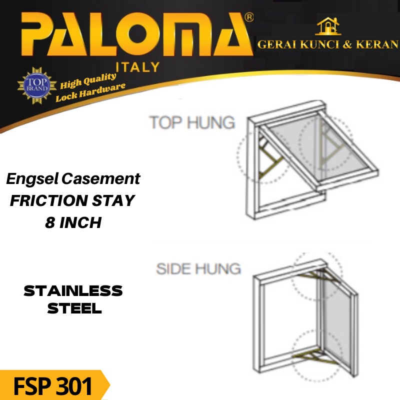 ENGSEL CASEMENT FRICTION STAY PALOMA  SUPERIOR  8 INCH SSS FSP 301