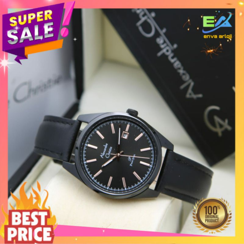 ALEXANDER CHRISTIE WANITA AC 1025 ORIGINAL TERBARU MURAH ORI ANALOG TALI KULIT LEATHER CEWEK d