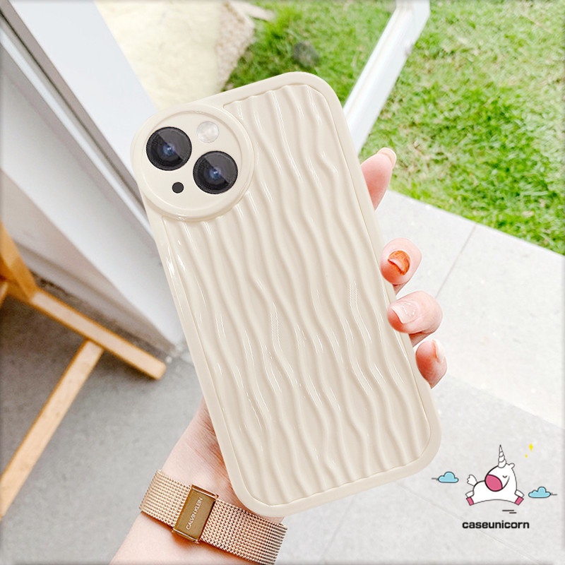 Soft Case Motif Kartun Riak Air Putih Susu Dengan Gelang Untuk iPhone 11 12 13 14 Pro MAX XR 7 8 14 Plus 7plus X XS MAX SE 2020