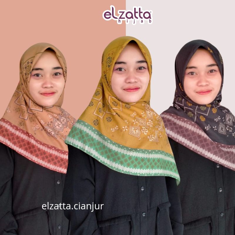 ELZATTA HIJAB SEGI EMPAT MOTIF TERBARU KAILA DAVIRA BAHAN VOAL TEXTURE