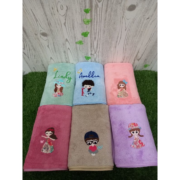 HANDUK ANAK MICROFIBER + BORDIR UK 50X100CM DAYA SERAP TINGGI-1