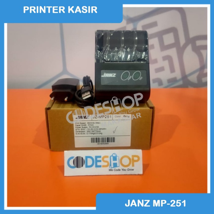 Mini Mobile Printer Thermal Bluetooth 58mm Janz JZ MP-251 RPP02 MOKA