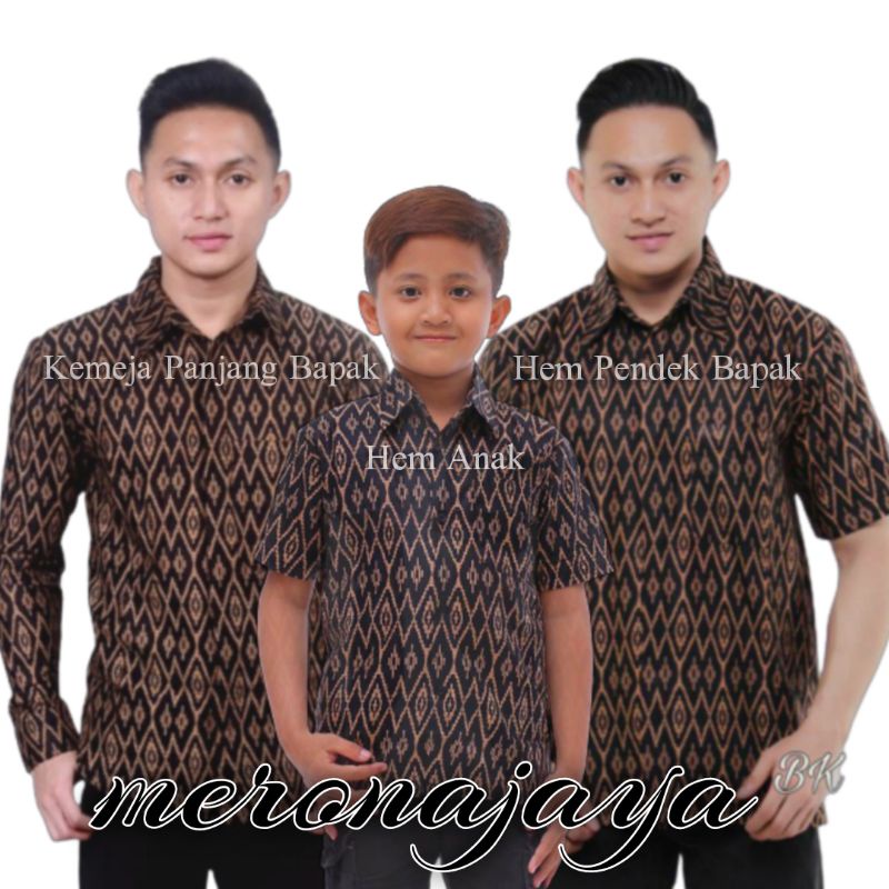 MERONAJAYA Batik Couple Ayah Anak Terbaru Special Motif SONGKET WAJEK COKLATAN Batik Couple Ayah dan Anak Laki Laki 3-12th