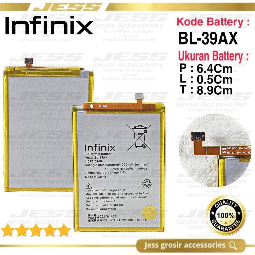 Baterai Battery Original INFINIX BL-39AX BL39AX For Type Hp Infinix HOT 4 / HOT 4 PRO / HOT 4 MAX / HOT 4 Lite - X556 - X557 - X5511B