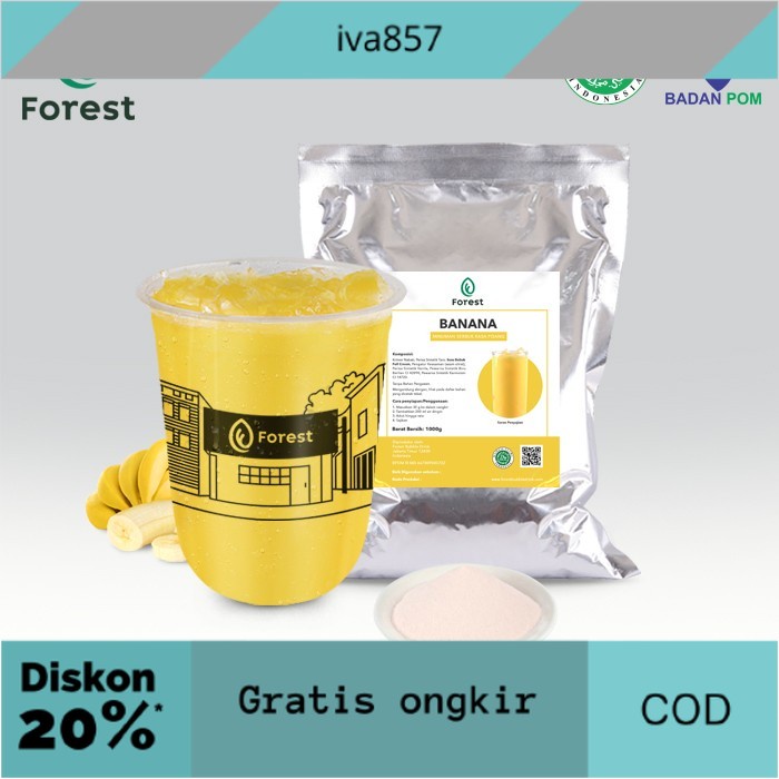 

PROMO Bubuk Minuman BANANA Powder - FOREST Bubble Drink - POWDR+BUBLEWRAP GRATIS ONGKIR