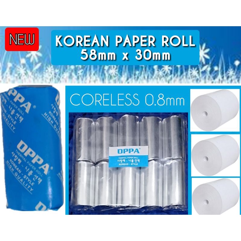 

10Roll Kertas Thermal Struk EDC BRI BNI BCA MANDIRI Printer Mini Bluetooth Coreless 57x30 58x30 Pack