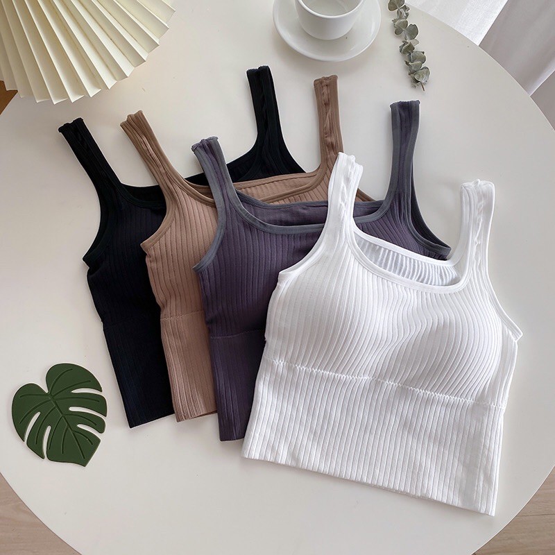 MOLLA TANK TOP (ada cup bra,pad busa,tank top bra,square tanktop,crop top,sport bra,korean )