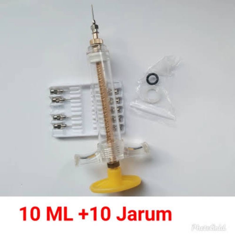 SUNTIKAN SYRINGE 10ML SPET LOLOHAN SPUIT AKRILIK TURBO MIKA SUNTIKAN VAKSIN OBAT HEWAN TERNAK AYAM UNGGAS + 10 JARUM SUNTIK