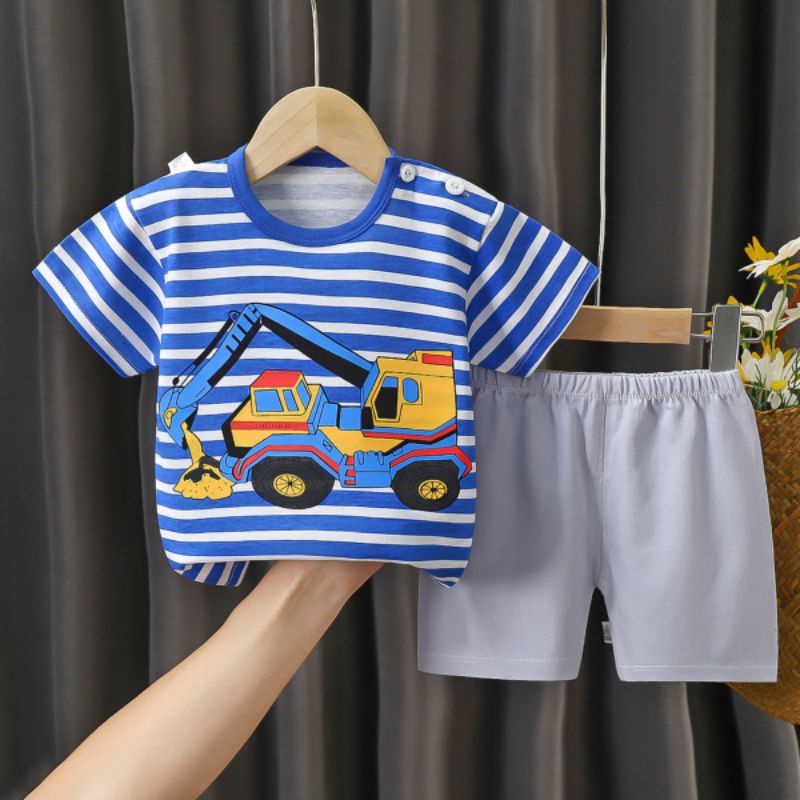 Setelan Anak Laki Laki Perempuan Import Umur 1-5 Tahun Murah Bahan Katun