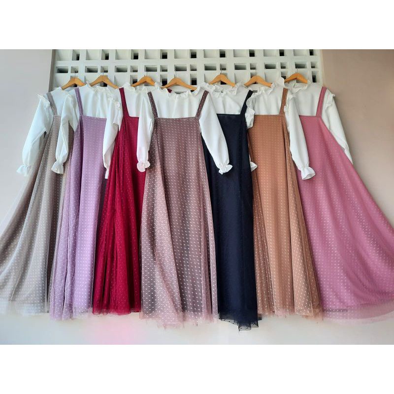 OVERALL TILE DOT/ BAJU SETELAN WANITA / ATASAN WANITA / GAMIS TILE DOT