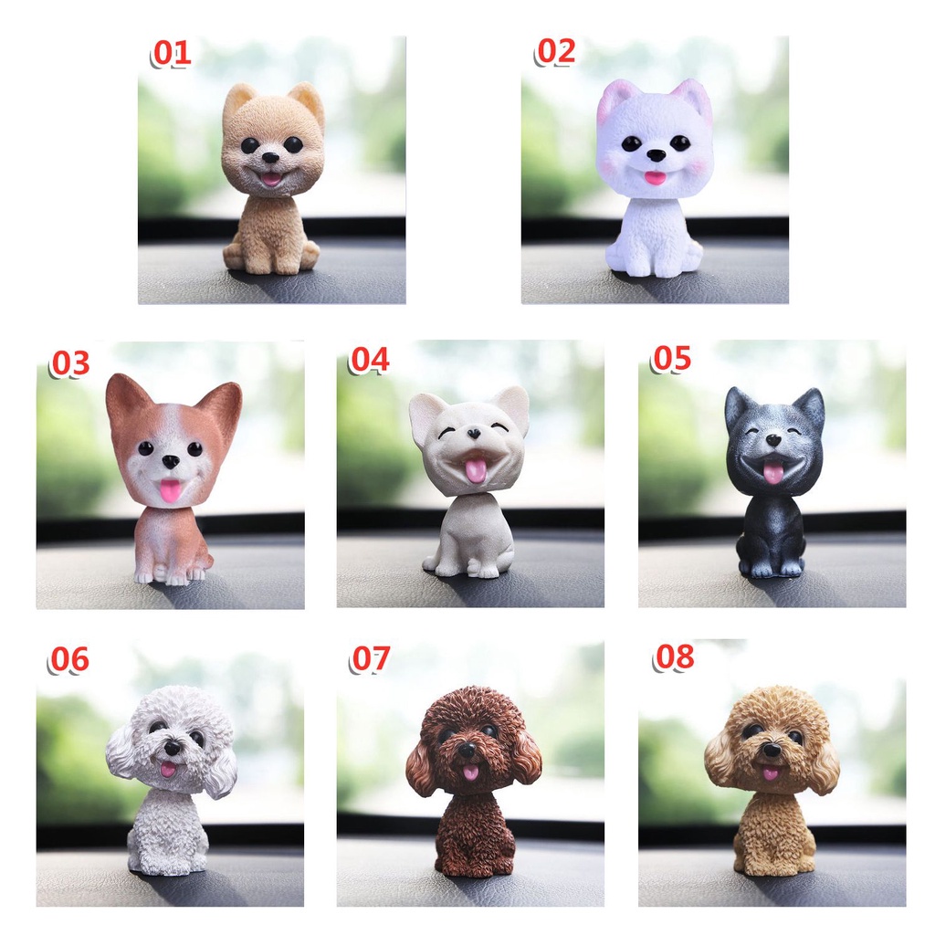 SUYOU 1PC Cute Nodding Puppy 8 Styles Car Swing Toys Shaking Head Dog New Vinyl Resin Car Interior Dashboard Ornament