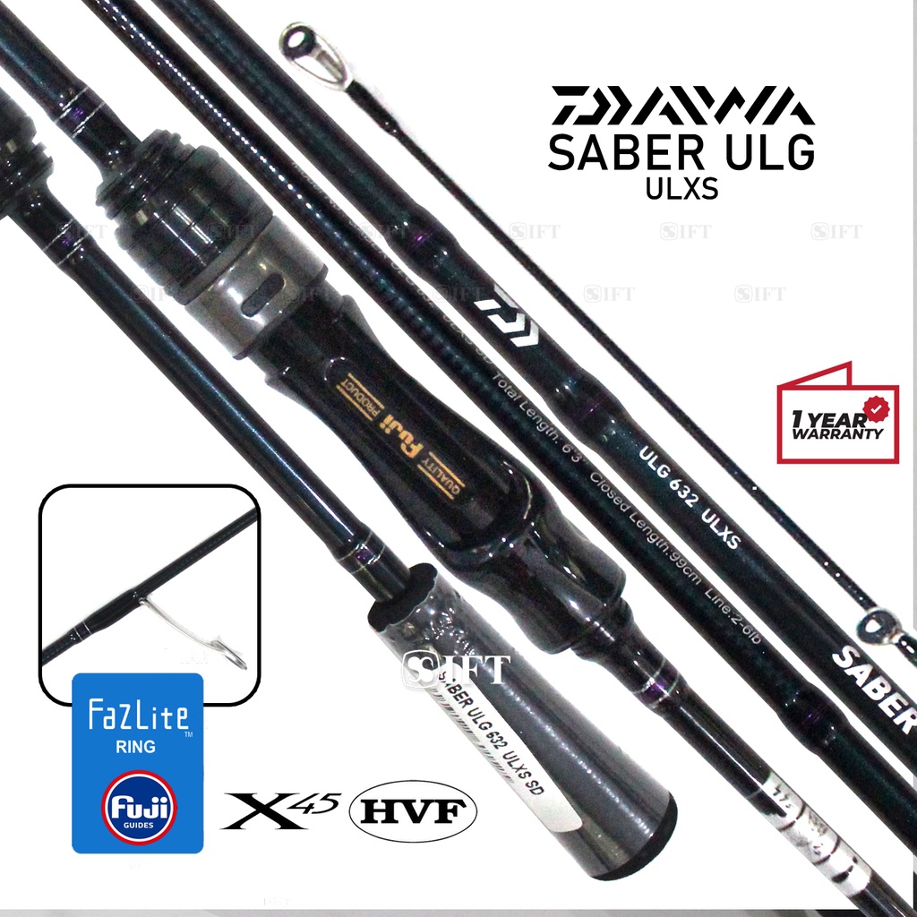 Joran UL DAIWA SABER ULG | Fuji Fazlite + Seat +  X45 HVF Blank | Ultralight Casting Ultra Light | R