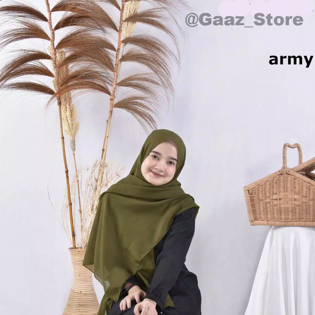BELLA PASHMINA POLOS BAHAN POLYCOTTON HIJAB KERUDUNG JILBAB MURAH PREMIUM 75x180cm-Army