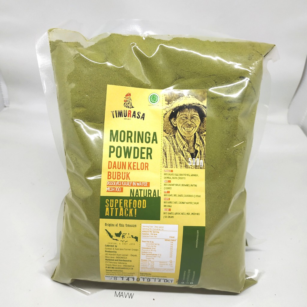 

Timurasa Moringa Powder - Bubuk Daun Kelor 300 mesh @500gr(Kemasan Plastik/Refil)