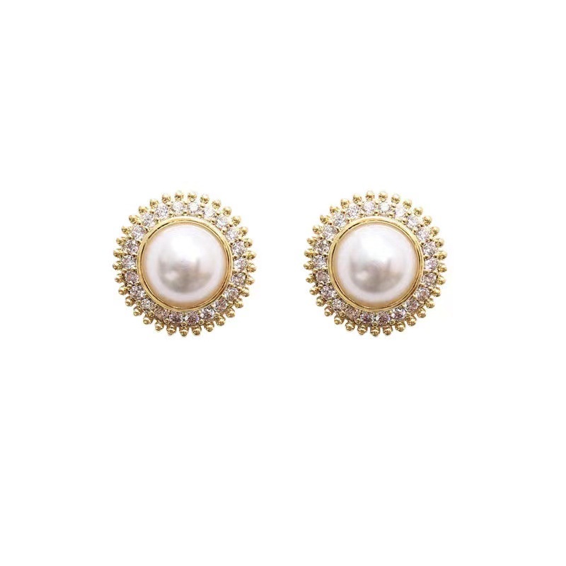 Anting Mutiara Gaya Korea bunga anting bulat anti karat