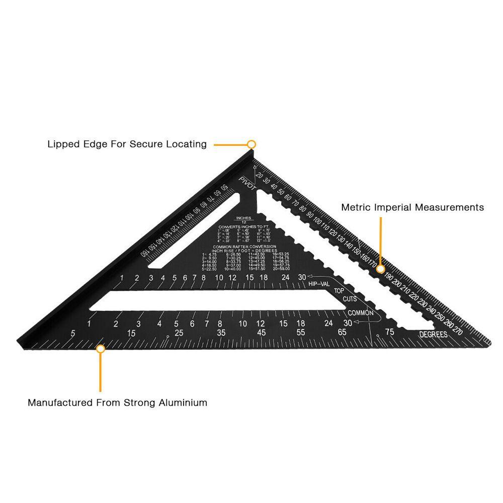 POPULAR Populer Speed Square Busur Derajat Tahan Lama Woodworking Alat Aluminium Alloy Carpenter Framing Measurement