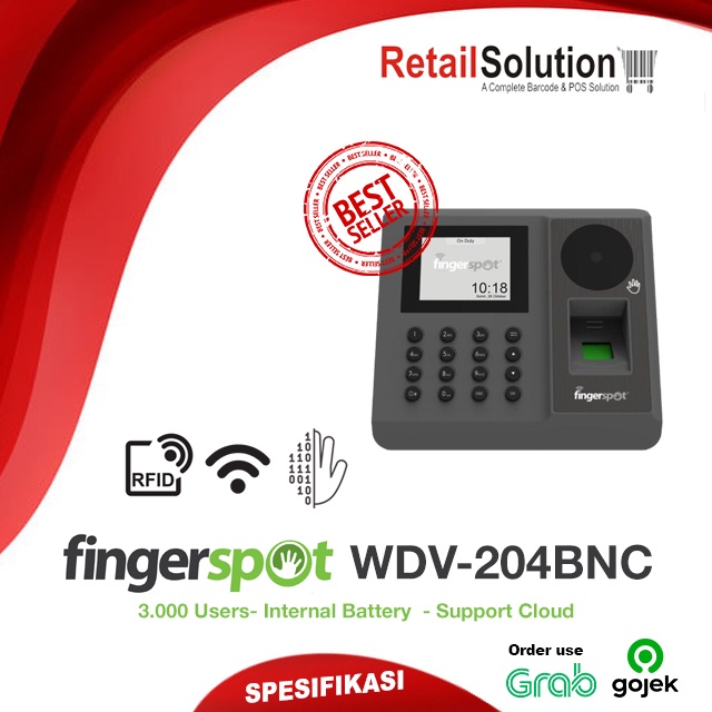 Mesin Absensi Fingerprint - Fingerspot Revo WDV-204BNC / WDV204 BNC