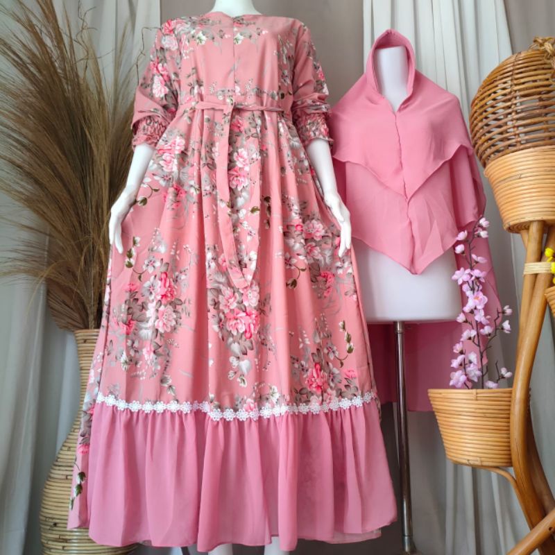 (COD) PROMO // GAMIS MONALISA DEWASA // GAMIS MONALISA PREMIUM MOTIF SAKURA TERBARU