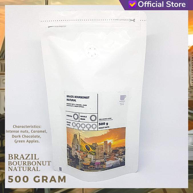 

KOPI ARABIKA BRAZIL BOURBONUT NATURAL 500 GRAM | SUTOYO COFFEE