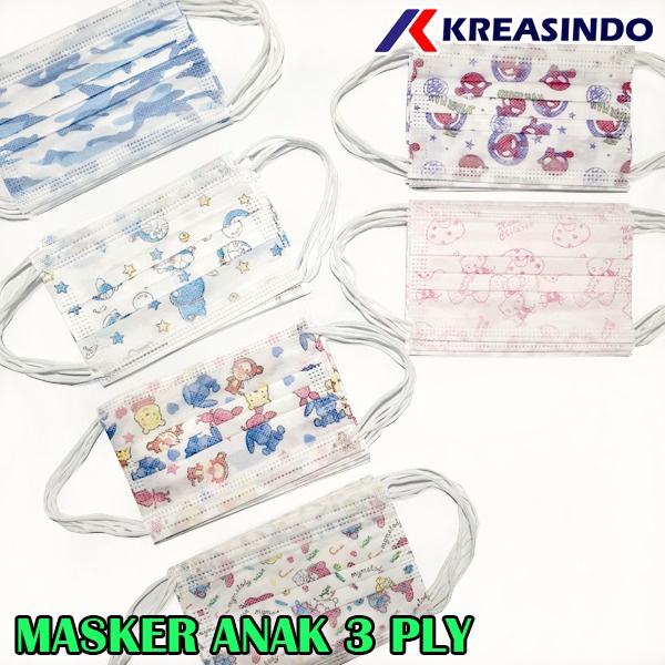 Masker anak / child / kids  3 ply 3ply Mask Earloop isi 50 50pcs
