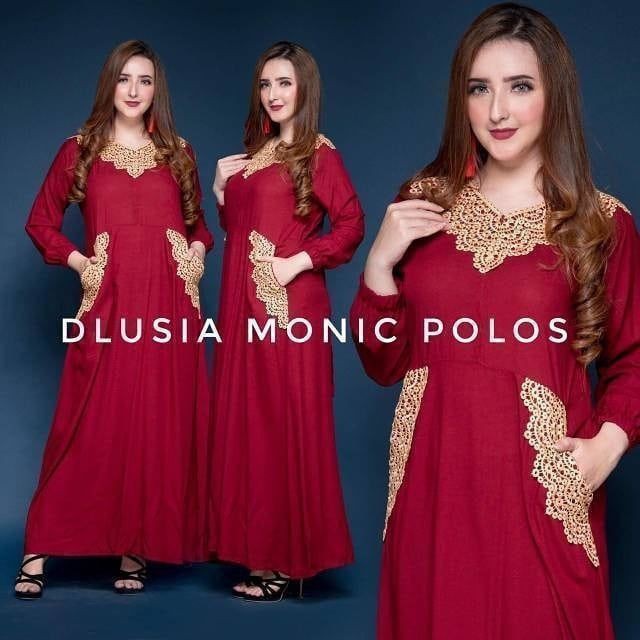 Daster arab renda Dlusia Monic Polos TP lengan panjang Sabanastore