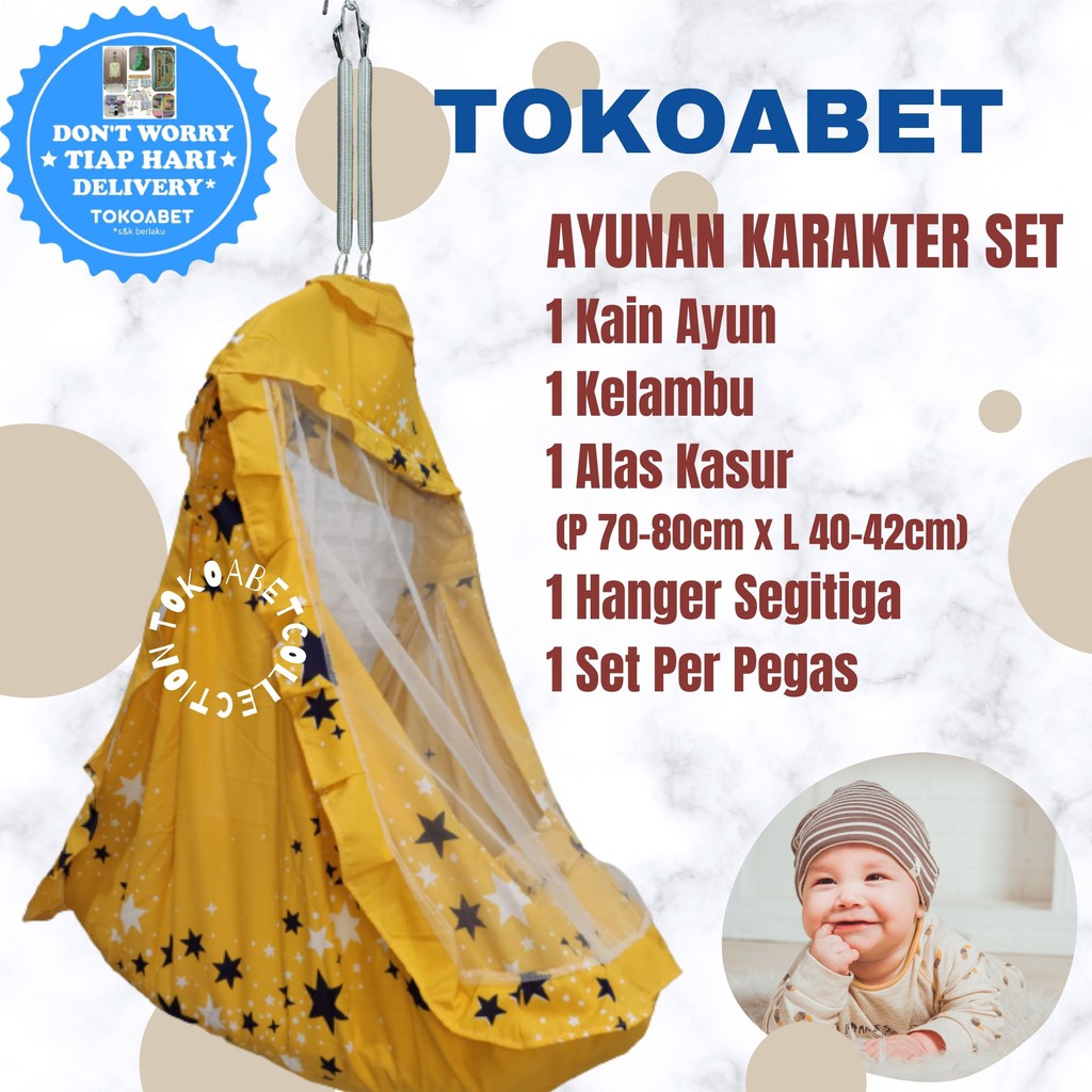 SET Ayunan Kain Karakter Manual Per Hanger Perlengkapan Tidur Bayi NEW VARIAN TOKOABET