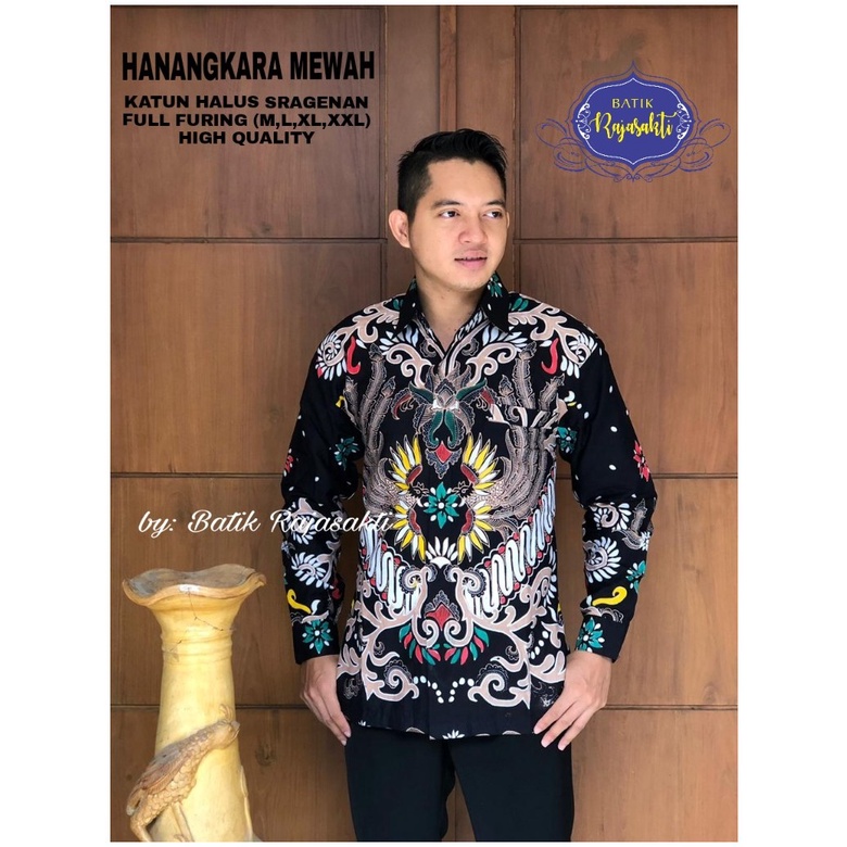 HANANGKARA MEWAH RAJASAKTI KEMEJA BATIK SOLO PRIA LENGAN PANJANG LAPIS FURING ATASAN BATIK PREMIUM MODERN KATUN HALUS BAHUWIRYA  BANAMITRA BANAMITRA PUTIH BANGSAWAN BAYU PUTRA BERLIAN BIRU BHARATAYUDA BIMASENA BIRENDRA BIRU INDAH BRAHMAKERTA BRAHMAKERTA