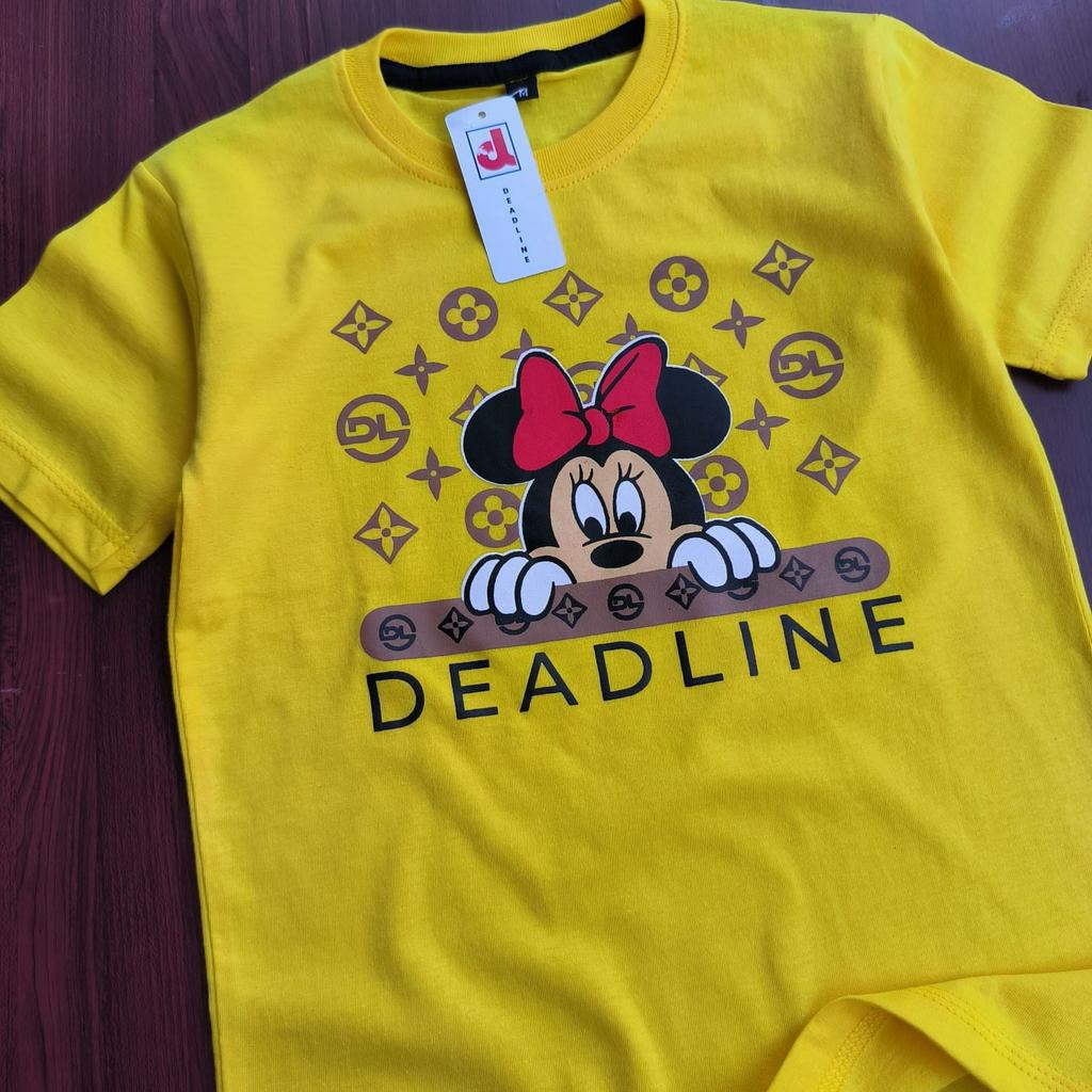 KAOS DISTRO ANAK DEADLINE KUNING MINNIE / D.SHELTER