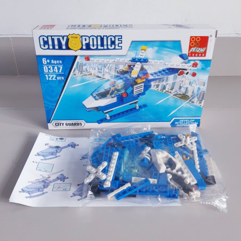 Block Helicopter City Police - Helikopter 122 pcs Brick Peizhi