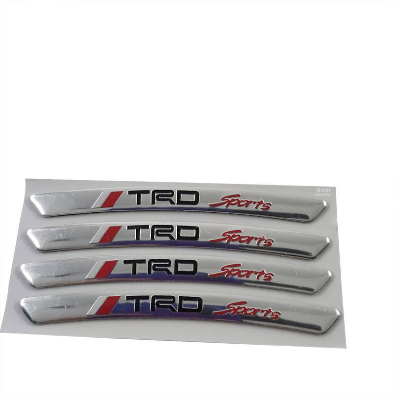 4 x Aluminum TRD Sports Letter Logo Car Auto Wheel Tire Decorative Emblem Badge Sticker Decal TOYOTA TRD