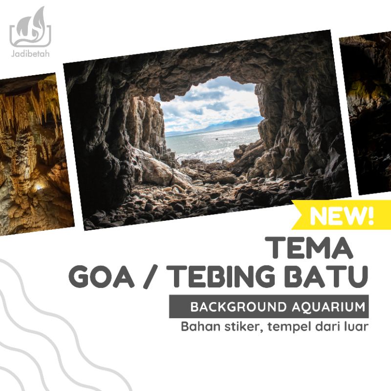Background Aquarium Tema Goa & Tebing Batu